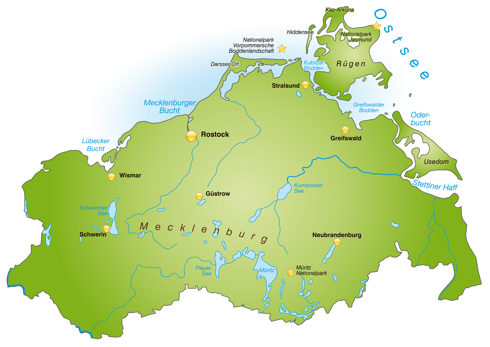 Karte Mecklenburg-Vorpommern; Detektiv, Detektei Mecklenburg-Vorpommern